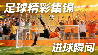 足球精彩集锦视频缩略图 - 球员倒钩射门进球瞬间，观众沸腾